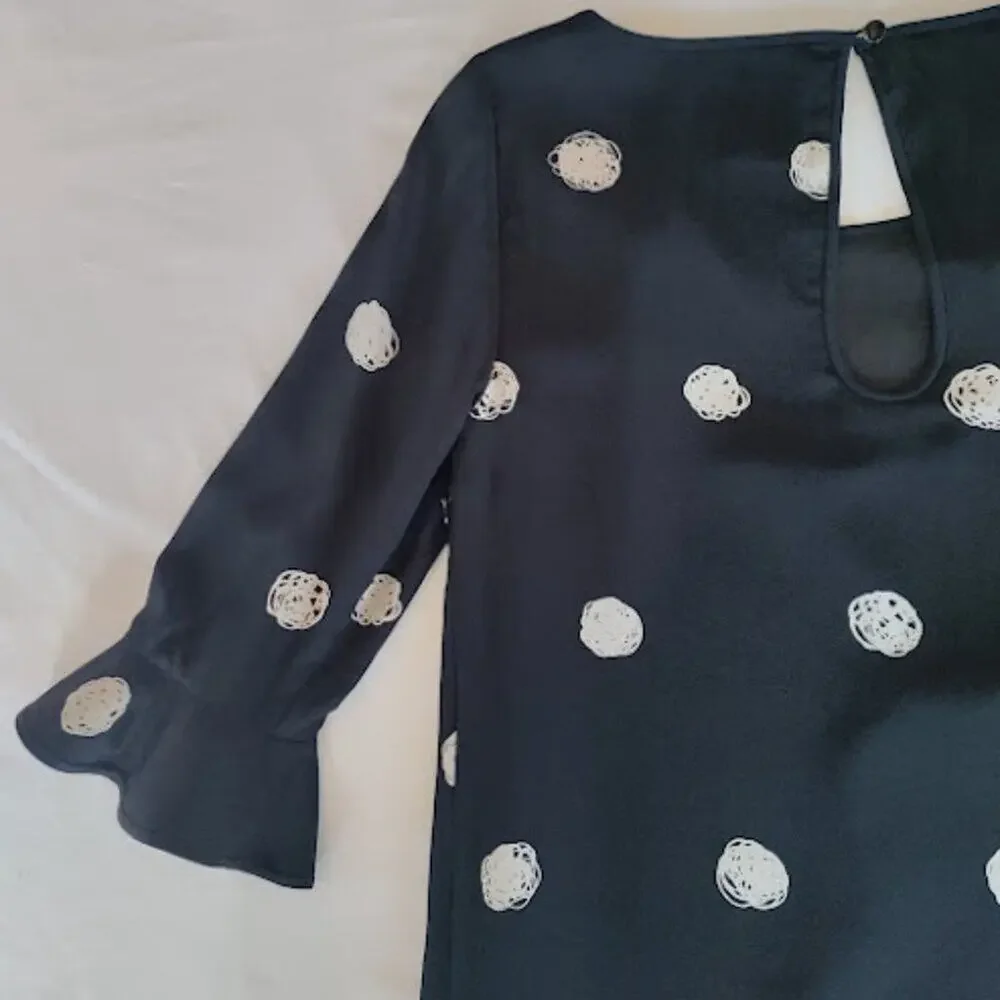 KATE SPADE | Polka Dot Black And Cream Silk Mini Shift Dress Mod Indie Twee 2